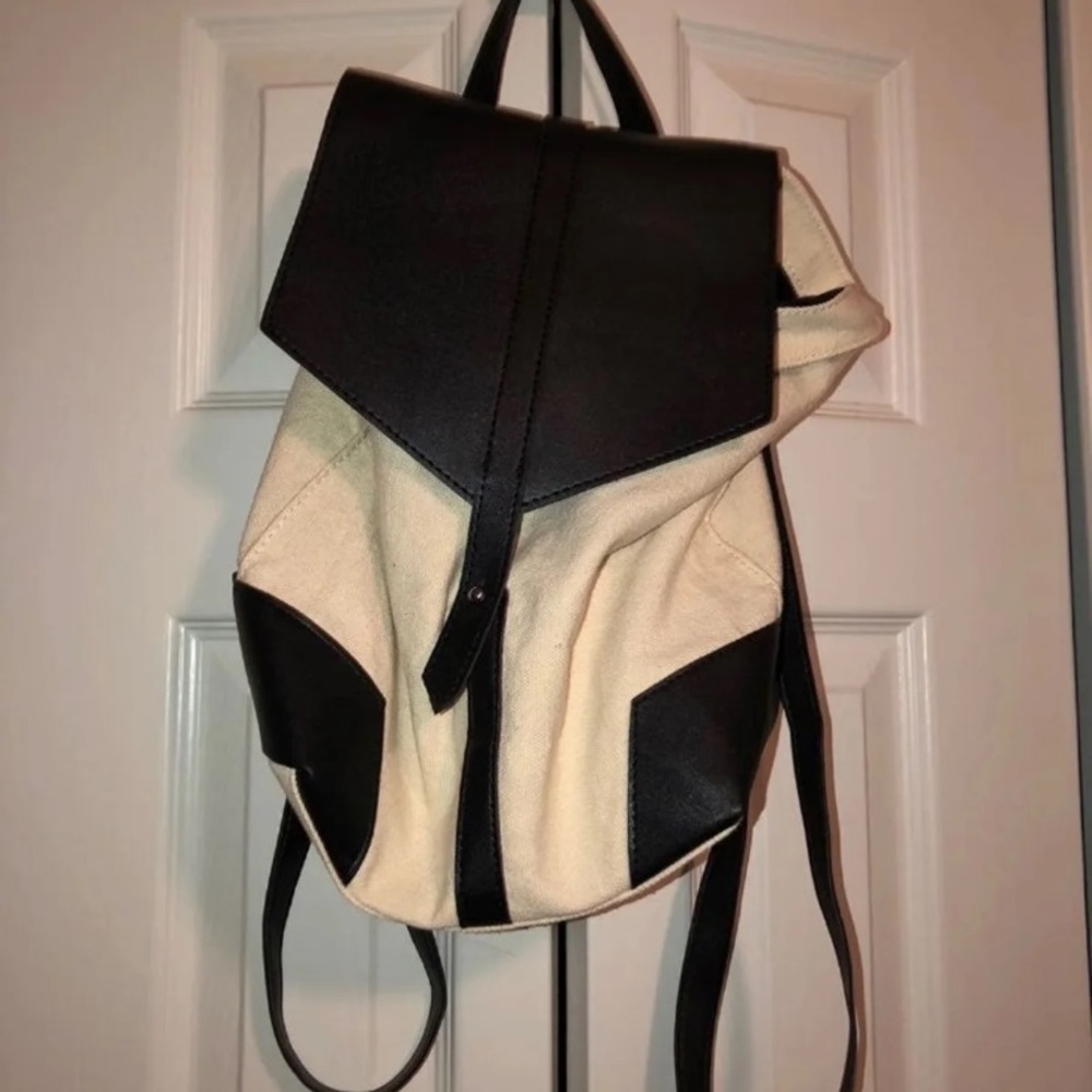 black and canvas tote